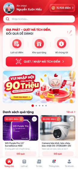 Ứng dụng Tích điểm, đổi quà tặng